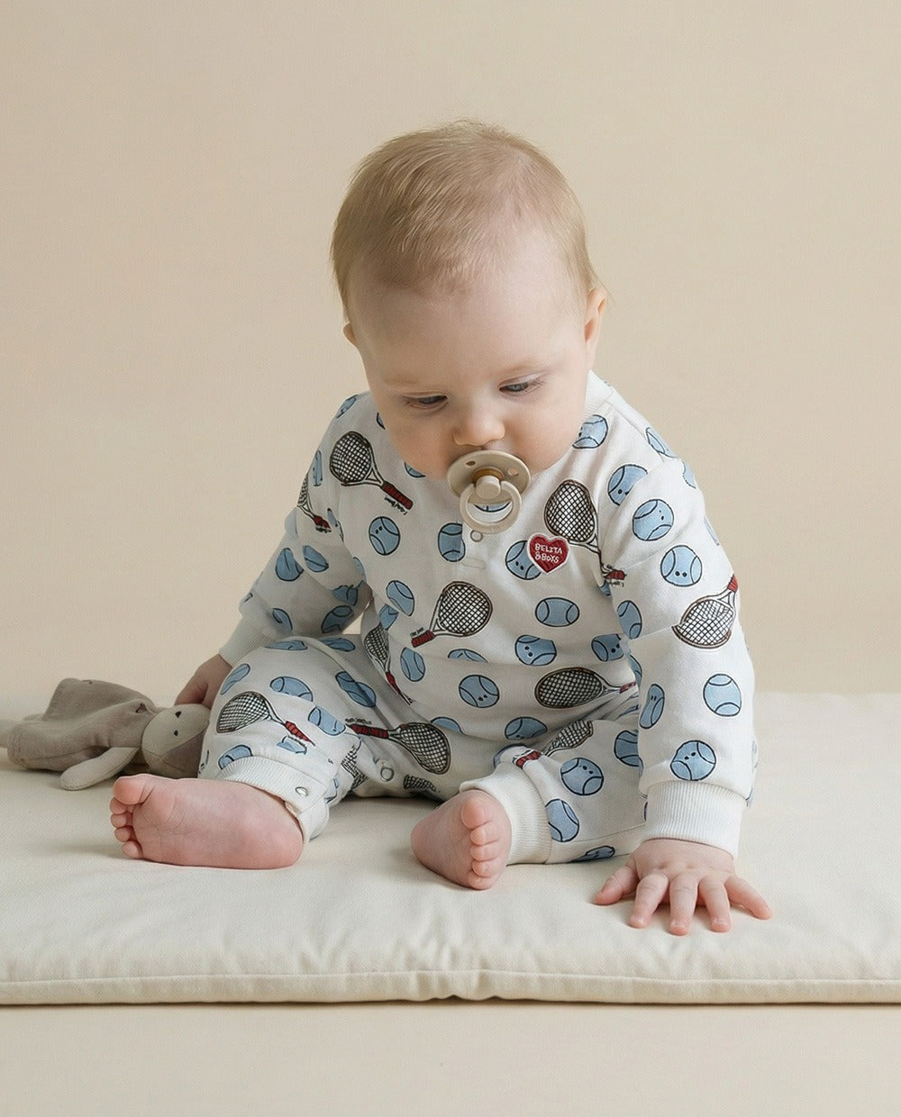 BABY Ivory Tennis Pattern Jumpsuit