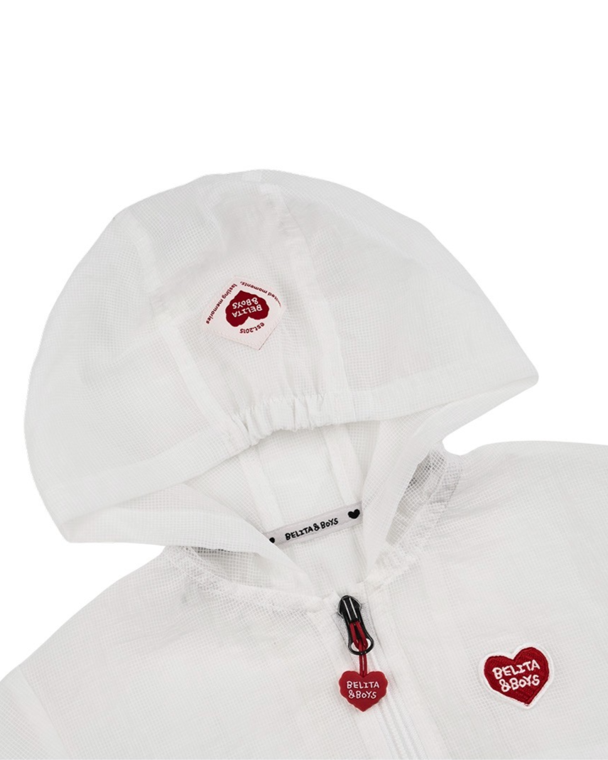 BABY White BB Heart Hooded Windbreaker