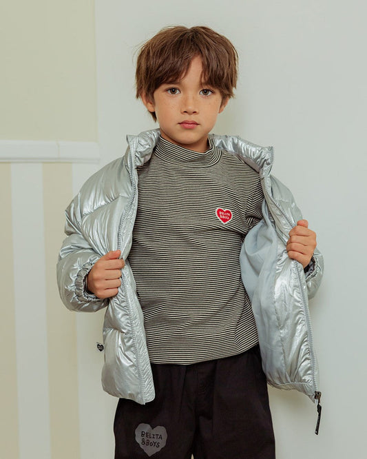 Black BB Heart Stripe High Neck Long Sleeve