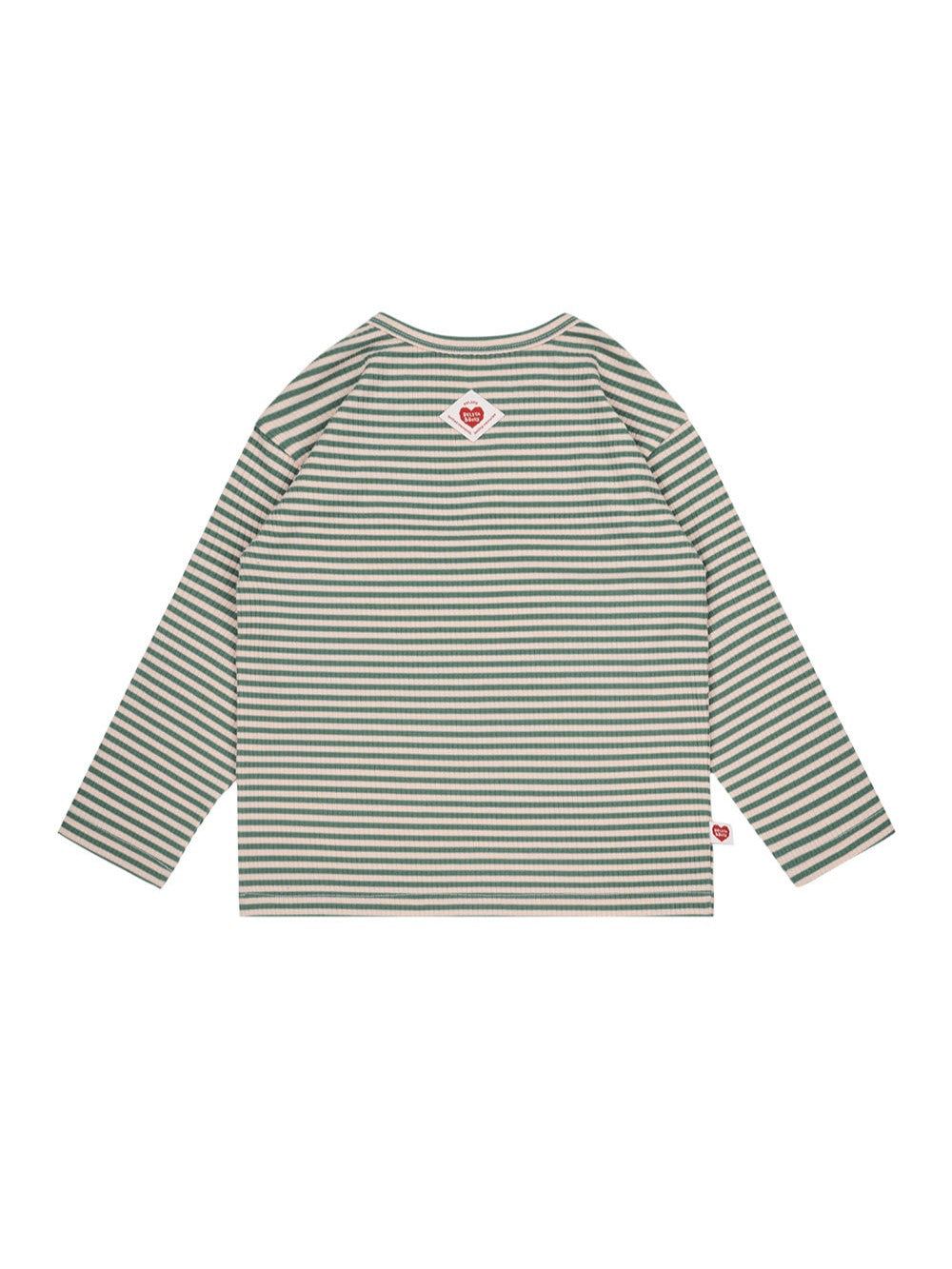 Green BB Heart Stripe Rib Long Sleeve