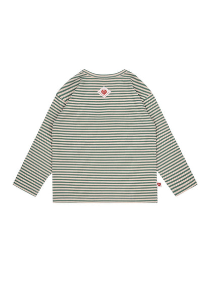 Green BB Heart Stripe Rib Long Sleeve