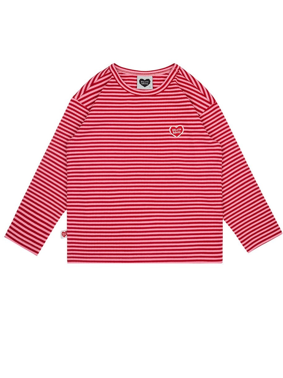 Red BB Heart Stripe Rib Long Sleeve