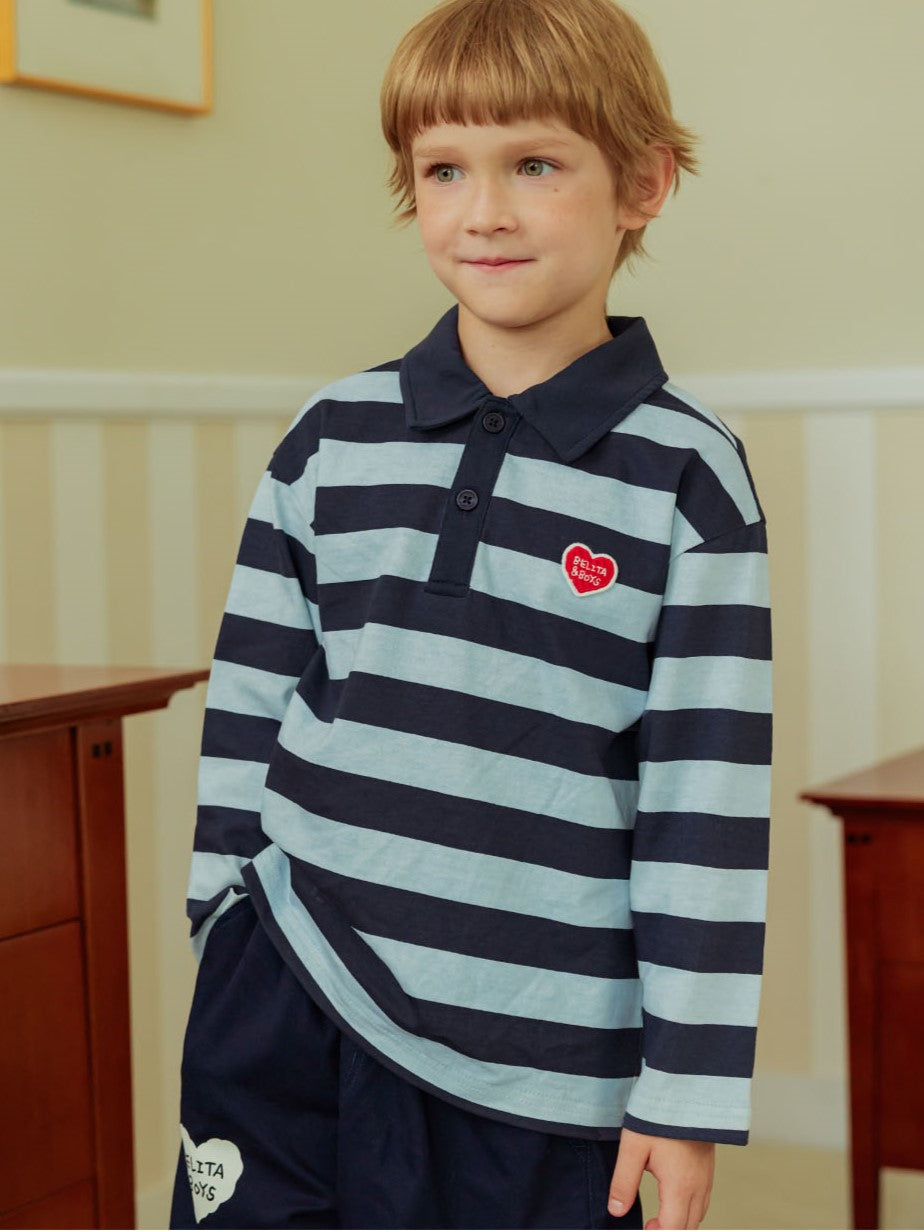 Navy BB Heart Stripe Rugby Shirt