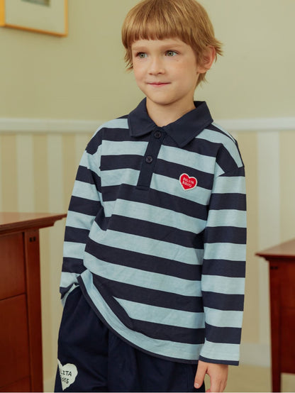 Navy BB Heart Stripe Rugby Shirt