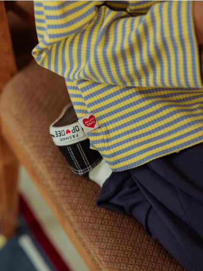 Light Blue BB Heart Stripe Rib Long Sleeve