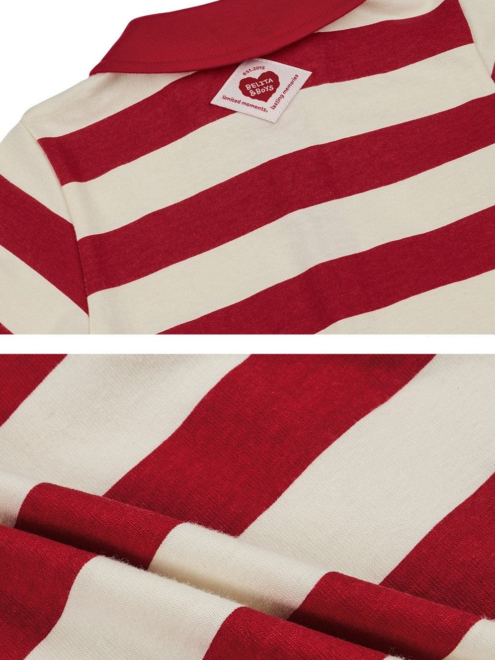 BABY Red BB Heart Stripe Collar Jumpsuit