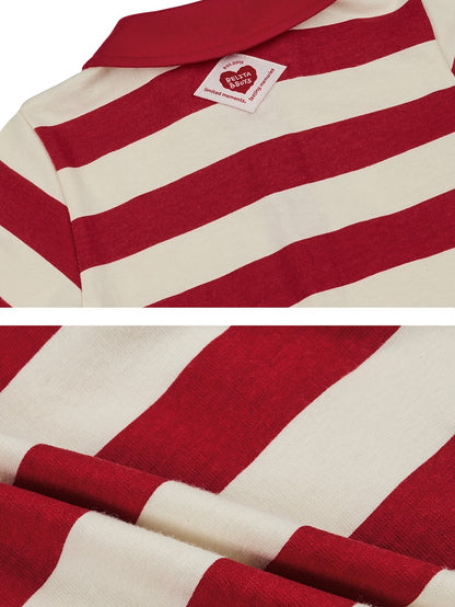 BABY Red BB Heart Stripe Collar Jumpsuit