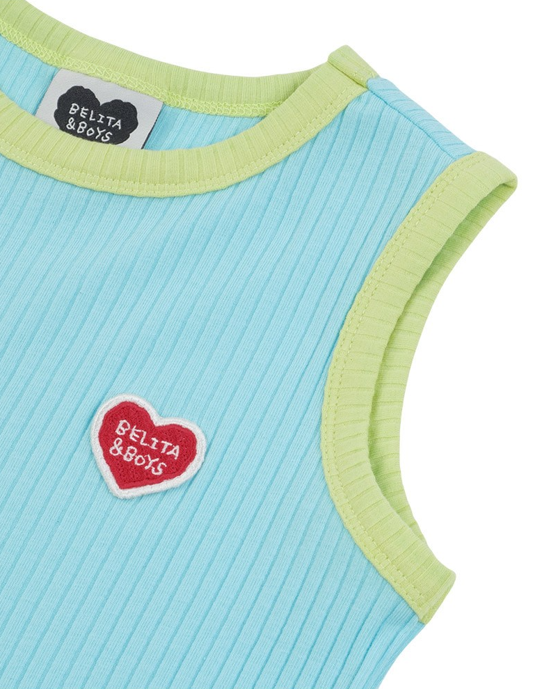 [SET] Light Blue BB Heart Two-Tone Sleeveless One Mile