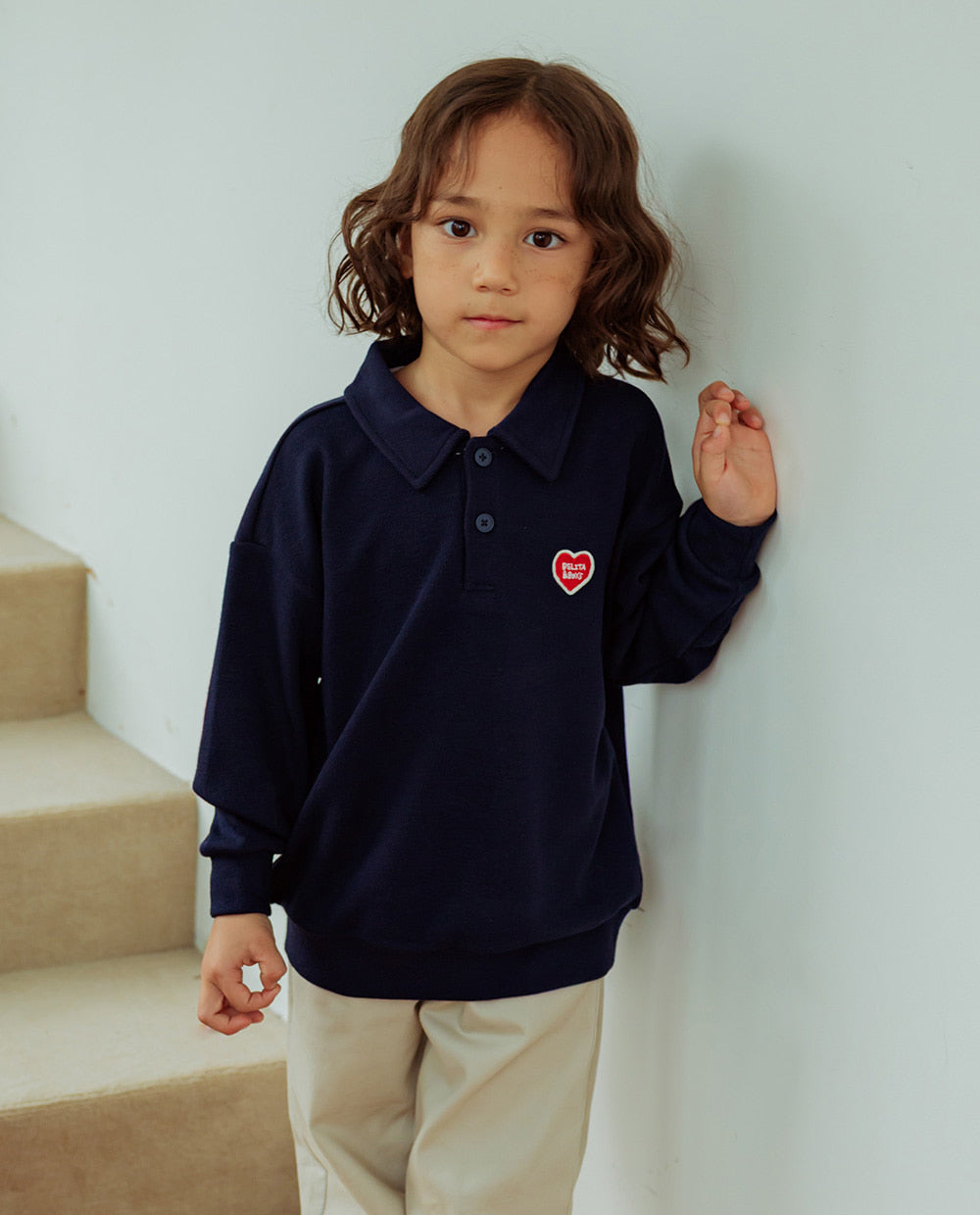 Navy BB Heart Collar Knit Sweater