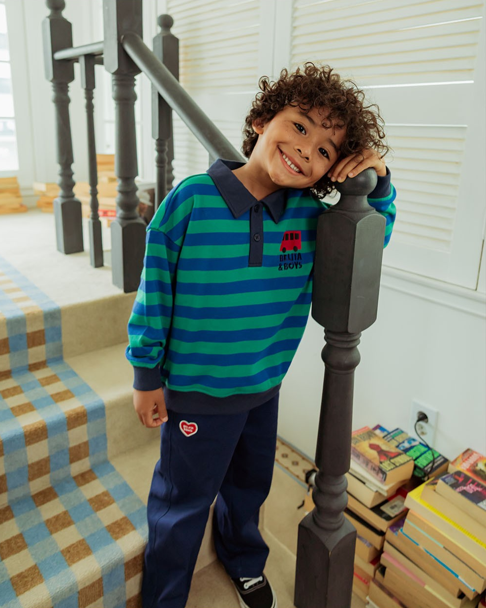 Navy BB Heart Woven Pants