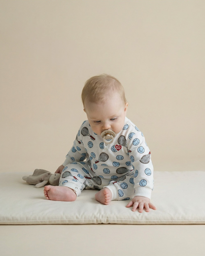 BABY Ivory Tennis Pattern Jumpsuit