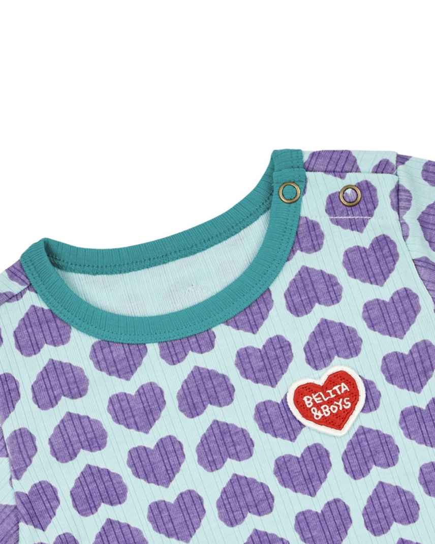 BABY Violet BB Heart Pattern Short Bodysuit