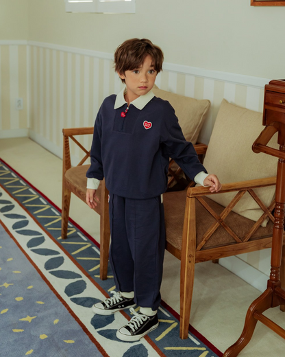 [SET] Navy BB Heart Collar Jogger