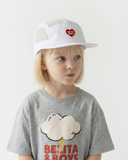 White BB Heart Mesh Camp Cap