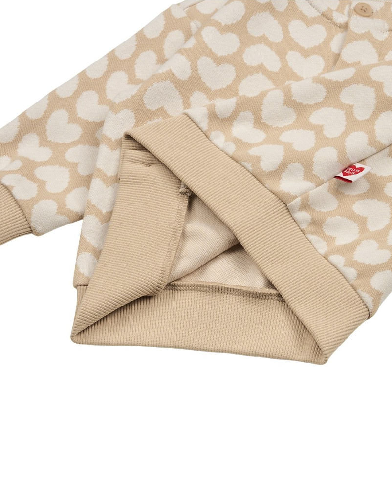 [BABY SET] Beige BB Heart Pattern Knit Cardigan & Bloomers