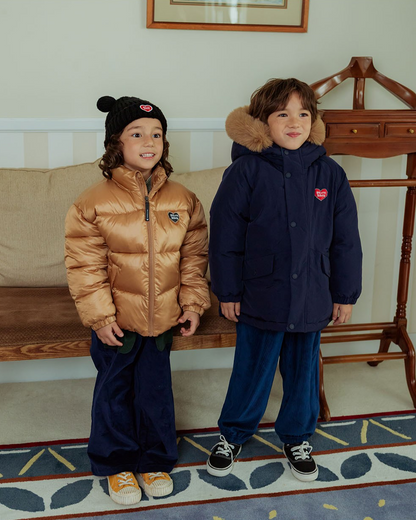 Navy Duck Down Fur Hooded Taslan Jumper