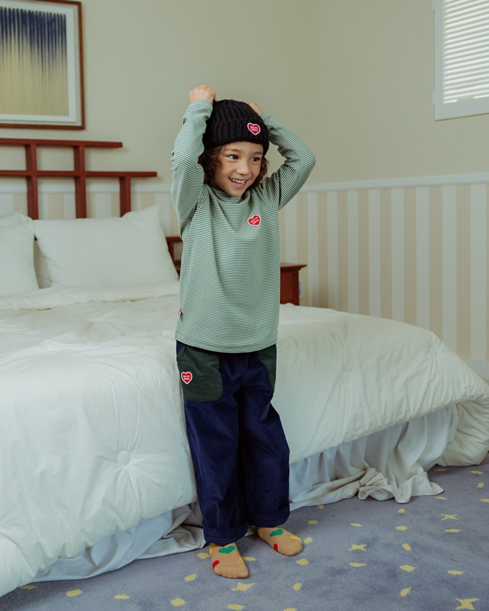 Black BB Heart Bear Beanie