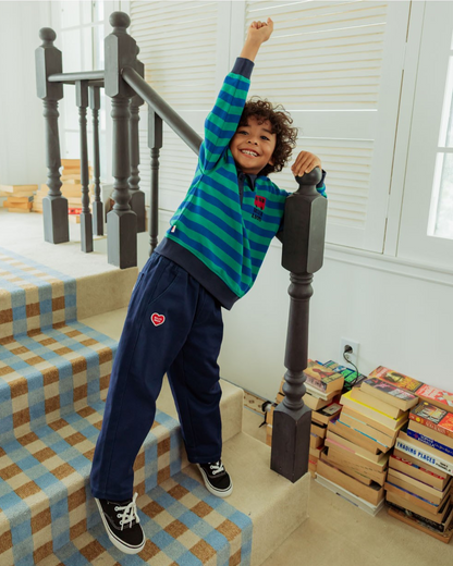 Navy BB Heart Woven Pants