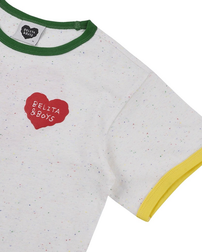 [SET] Ivory BB Heart Rib Trim Shirt & Shorts