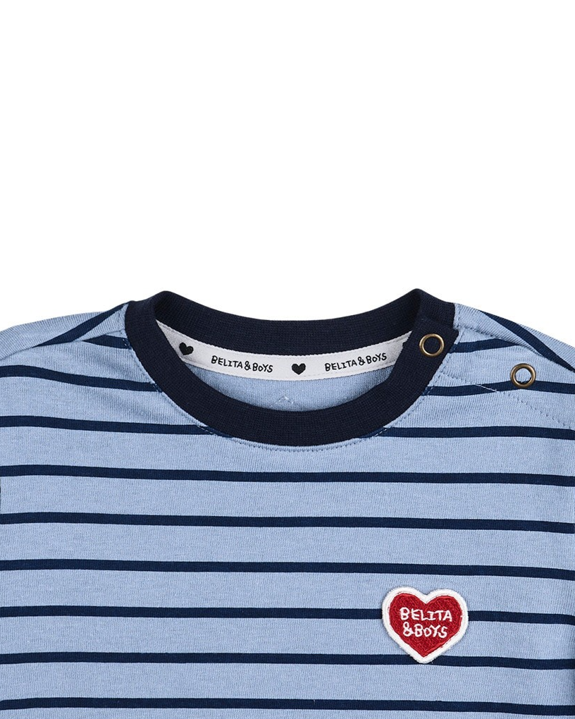 BABY Navy BB Heart Stripe Short Jumpsuit