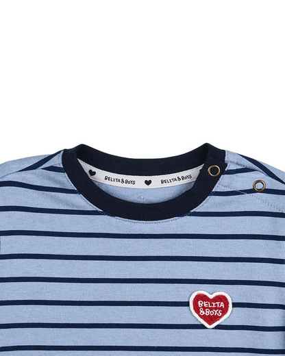 BABY Navy BB Heart Stripe Short Jumpsuit