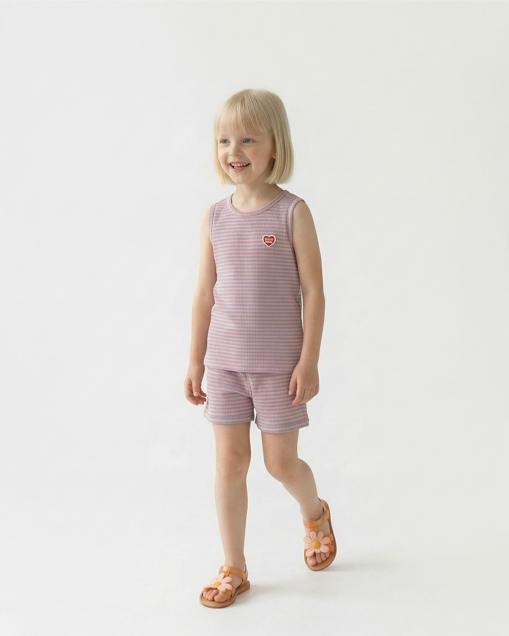 [SET] Violet BB Heart Stripe Sleeveless Shorts