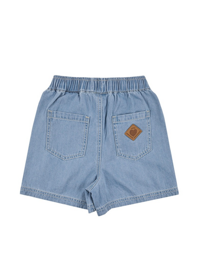 Light Blue BB Heart Fatigue Denim Shorts