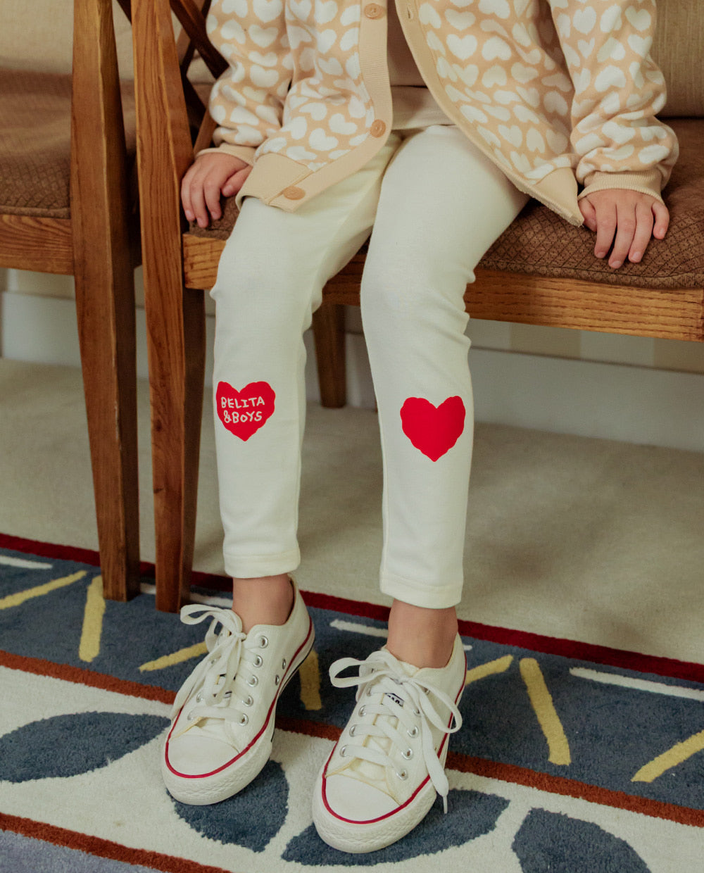 Cream Double Heart Leggings