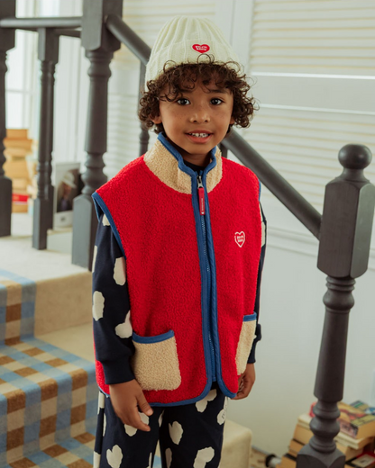 Red BB Heart Color Block Dumble Fleece Vest