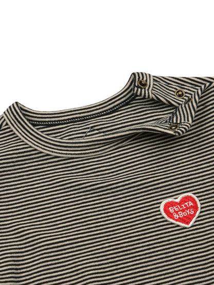 [BABY SET] Black Stripe Brushed Jumpsuit & Bib & Bonnet