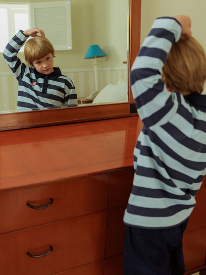 Navy BB Heart Stripe Rugby Shirt