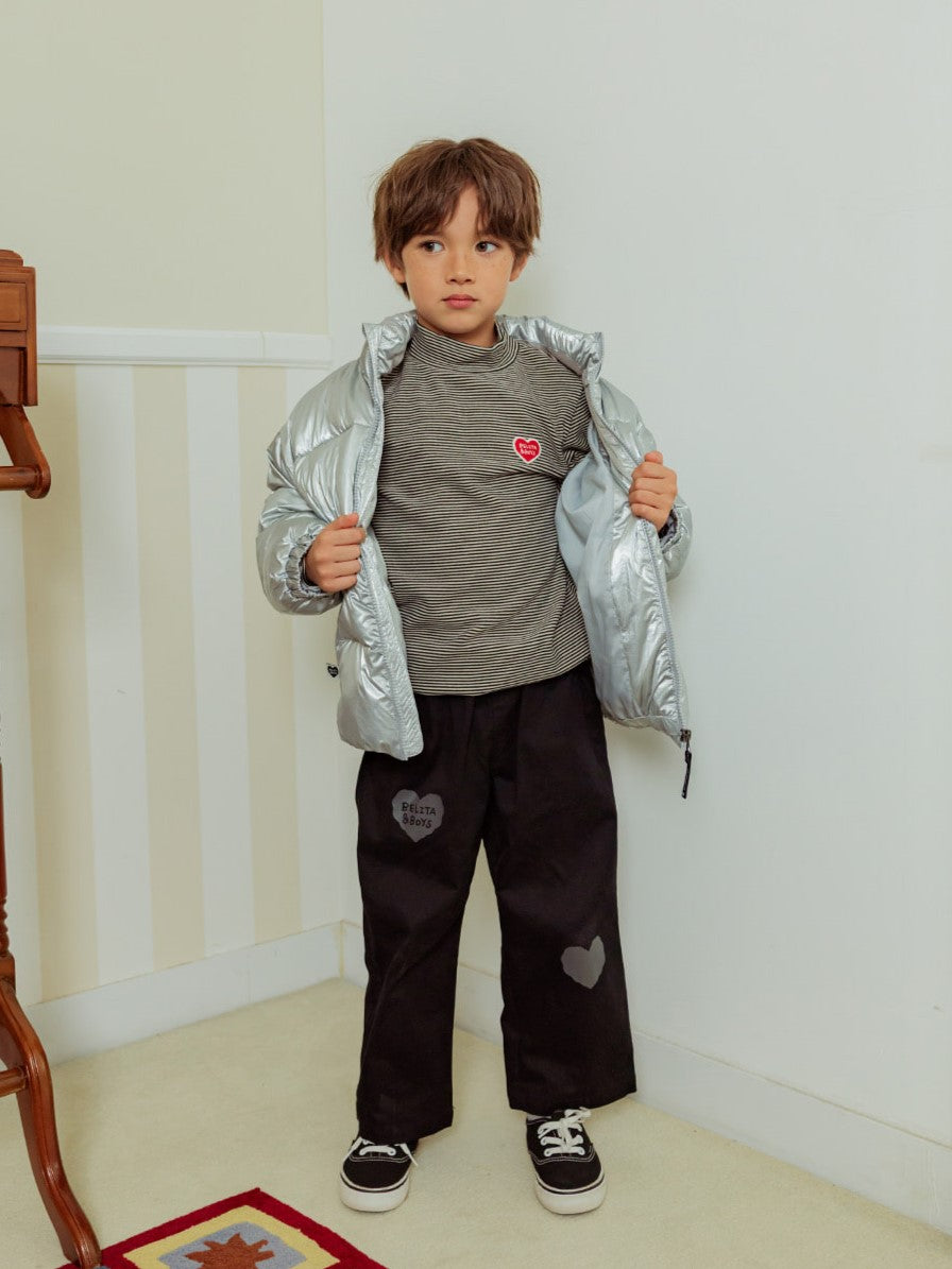 Black BB Heart Stripe High Neck Long Sleeve