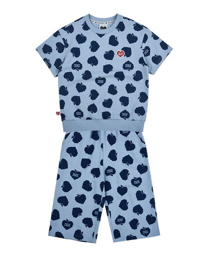 [SET] Navy Bubble Apple Pattern Crop