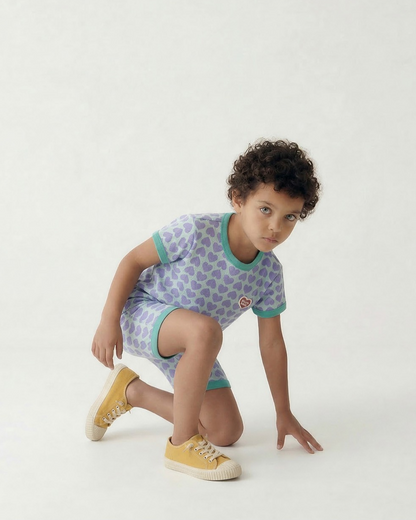 Violet BB Heart Pattern One Mile Short Sleeve