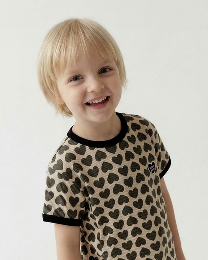 Charcoal BB Heart Pattern One Mile Short Sleeve