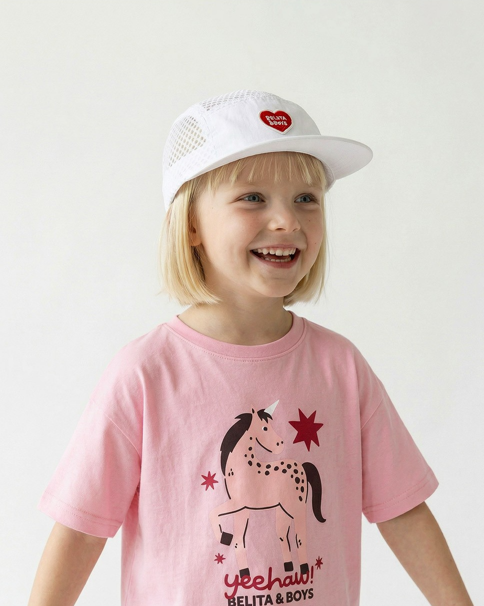 White BB Heart Mesh Camp Cap