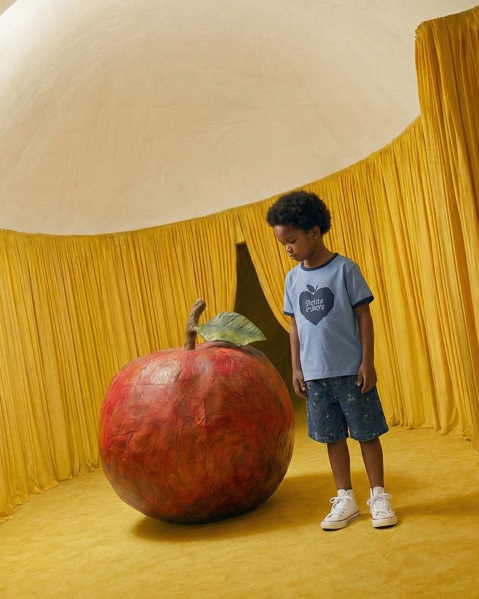 Navy Bubble Apple Short Sleeve