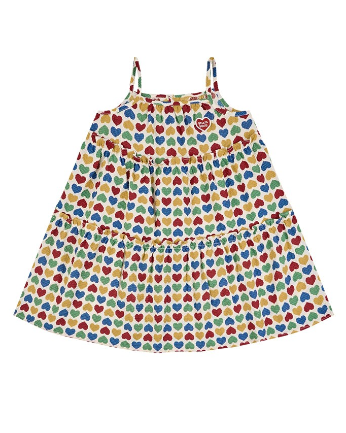 GIRL Cream Rainbow Heart Polysucker Dress