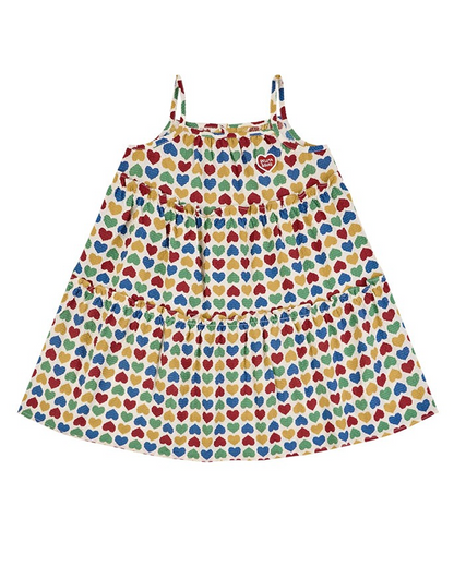 GIRL Cream Rainbow Heart Polysucker Dress