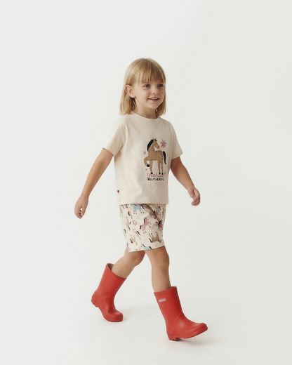 [SET] Light Pink Horse Point Pattern Shorts