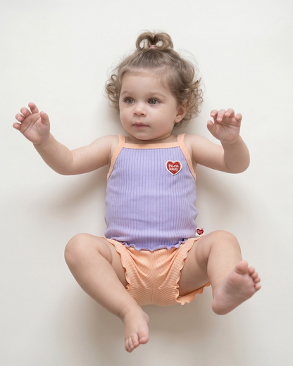 [BABY GIRL SET] Violet BB Heart Two-Tone Sleeveless One Mile