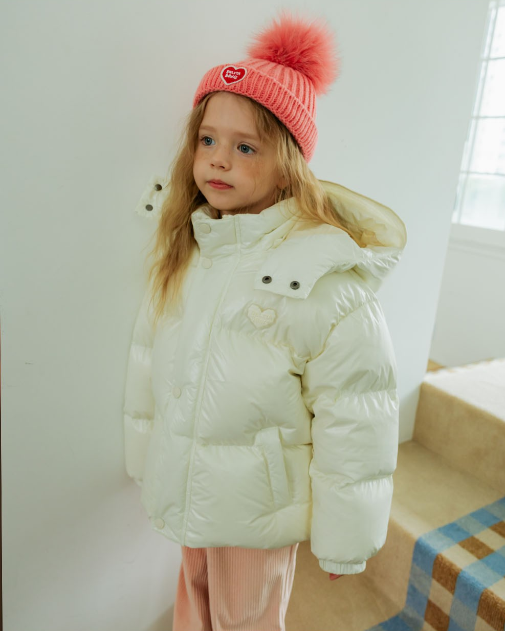 Cream Glossy Duck Down Hooded Jumper