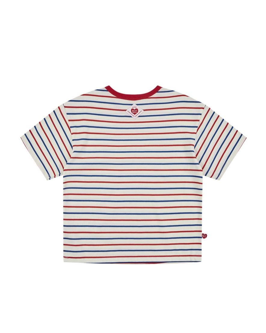 [SET] Red BB Heart Multi Stripe Shorts