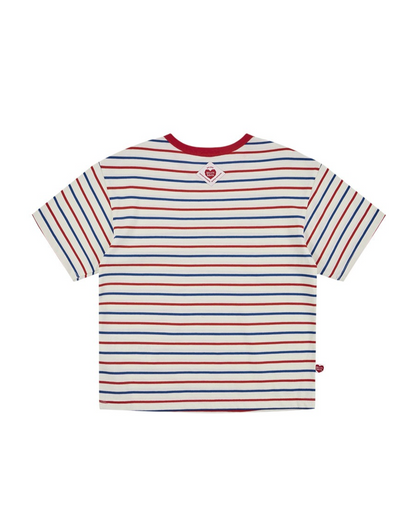 [SET] Red BB Heart Multi Stripe Shorts