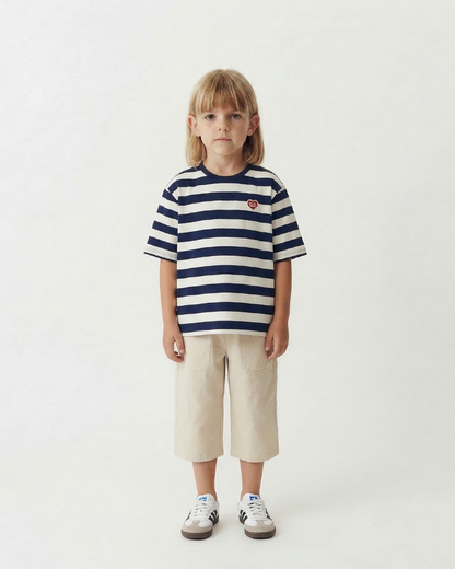 Navy BB Heart Stripe Mid Sleeve