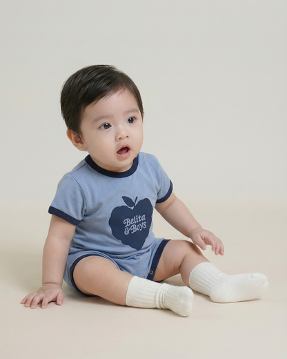 BABY Navy Bubble Apple Short Jumpsuit