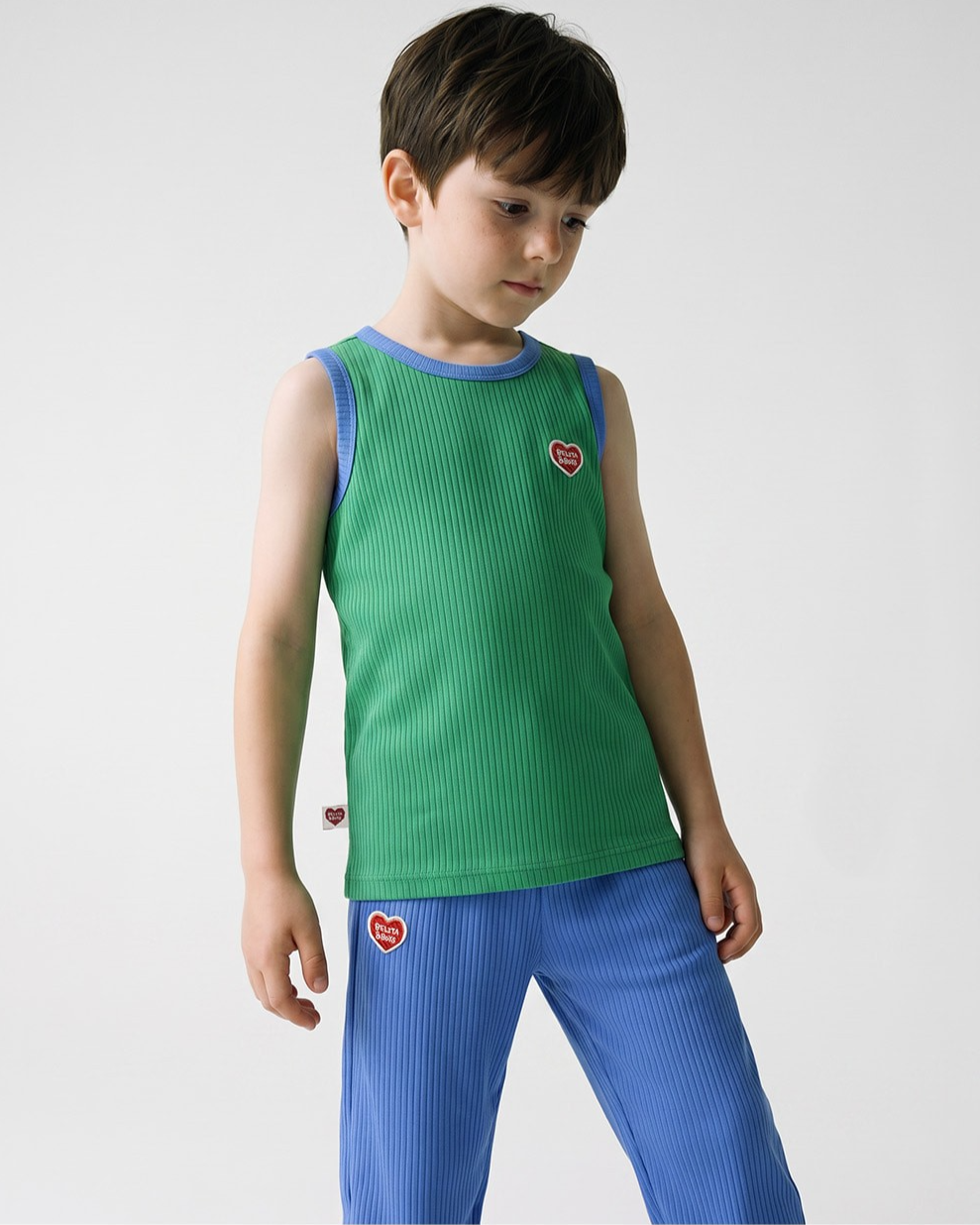 [SET] Green BB Heart Two-Tone Sleeveless One Mile