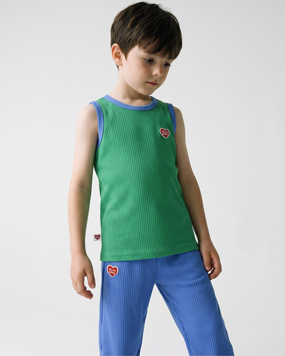 [SET] Green BB Heart Two-Tone Sleeveless One Mile