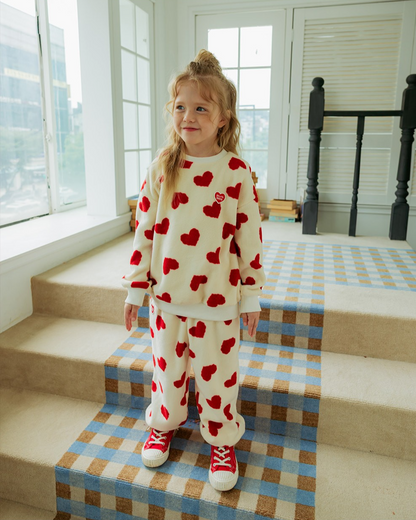 [SET] Red BB Heart Pattern Fleece Jogger