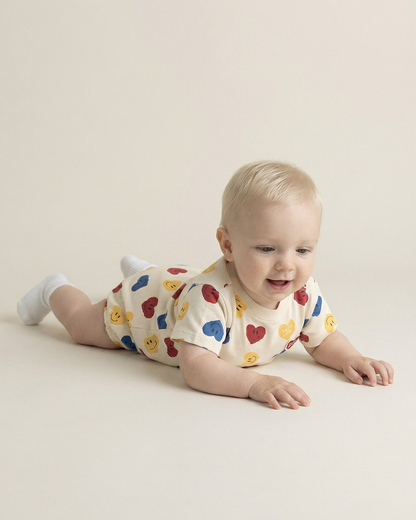 [BABY SET] Cream Smile Heart Pattern Shorts